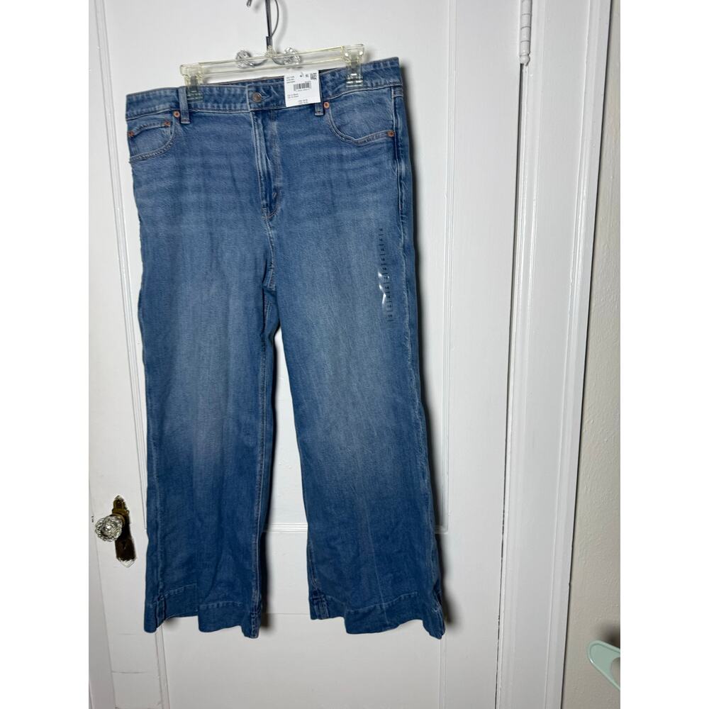 American Eagle Outfitters Baggy High Rise Flare Denim Jeans Women's 14 S NEW - Picture 3 of 11
